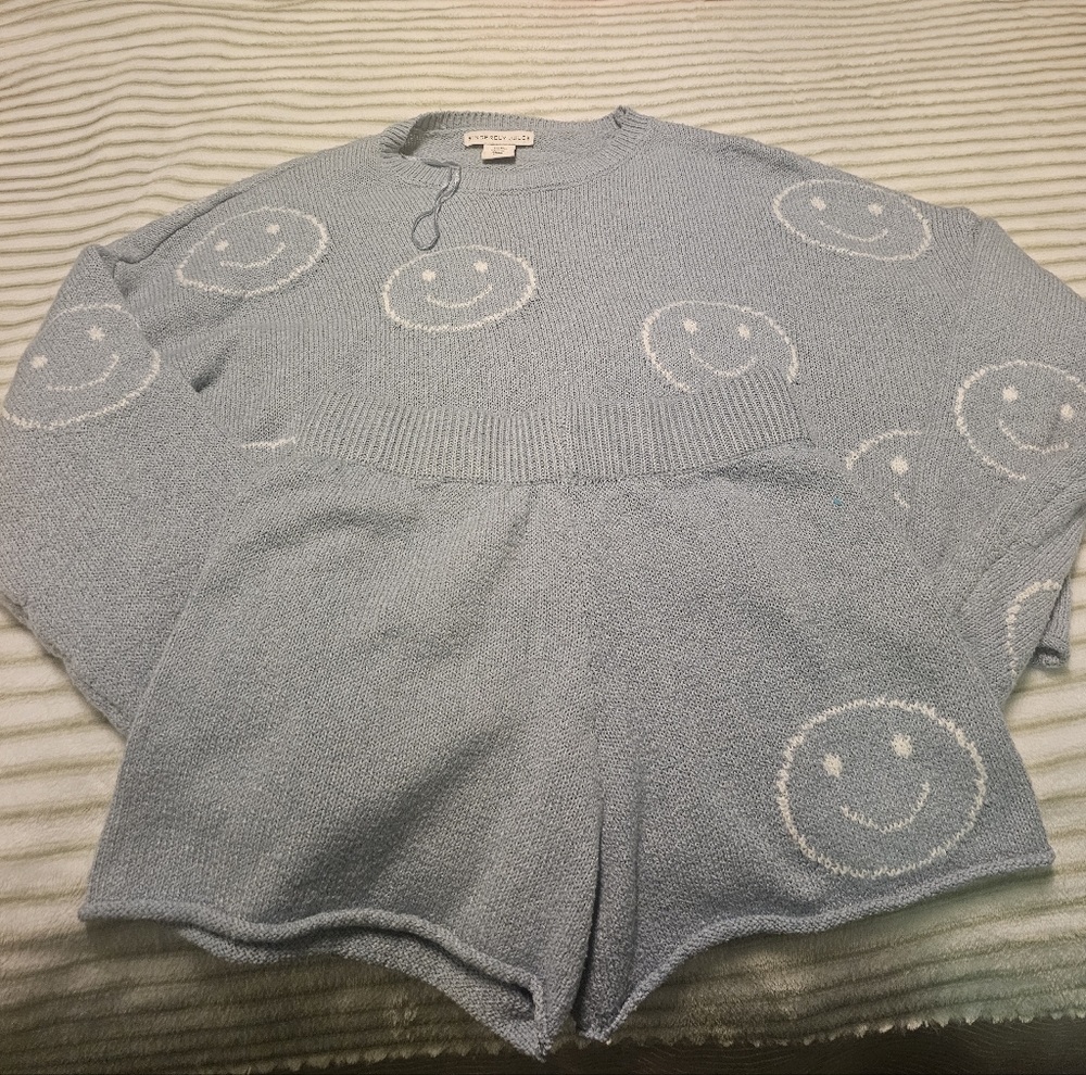 Sincerely Jules Light Blue Knit Sweater And Short Set XS